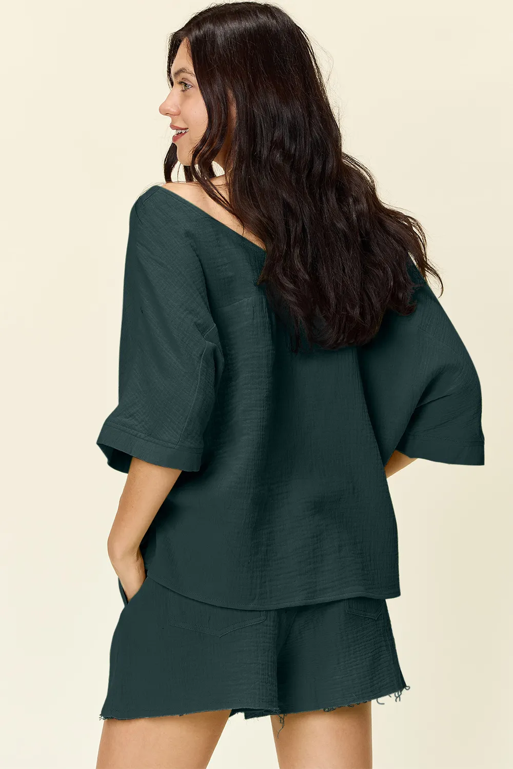 Texture Half Sleeve T-Shirt and Drawstring Shorts Set, image 5