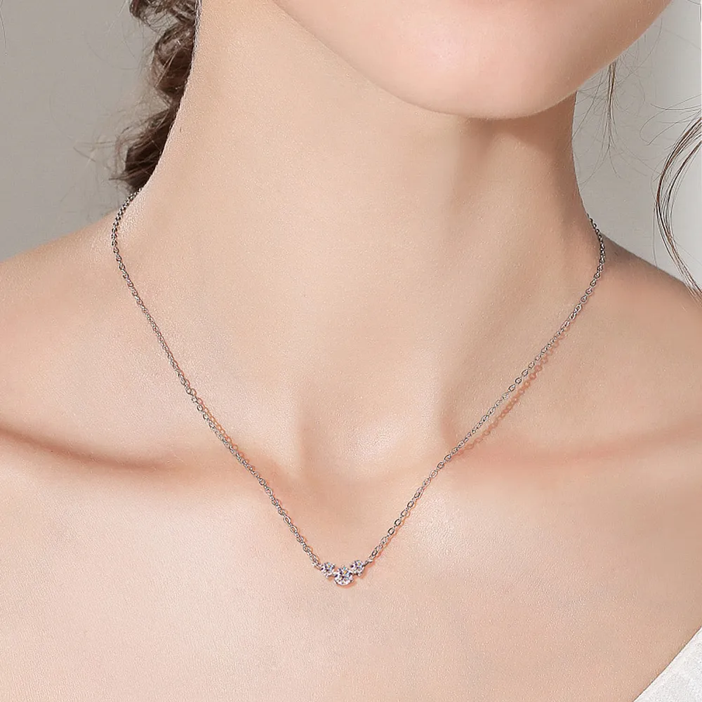 925 Sterling Silver Inlaid Moissanite Necklace, image 4