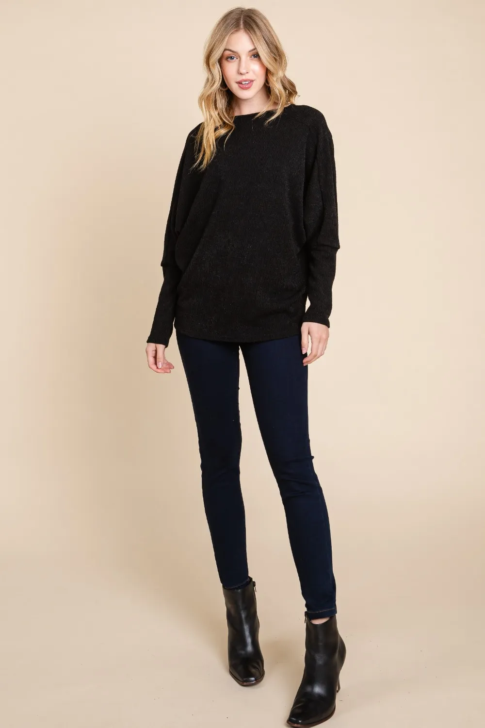 Drop Shoulder Long Sleeve Knit Top, image 5