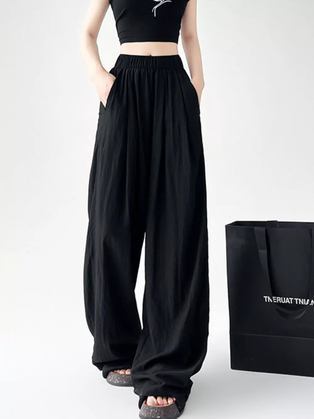 High-Waisted Loose Fit Wide-Leg Casual Pants, image 11