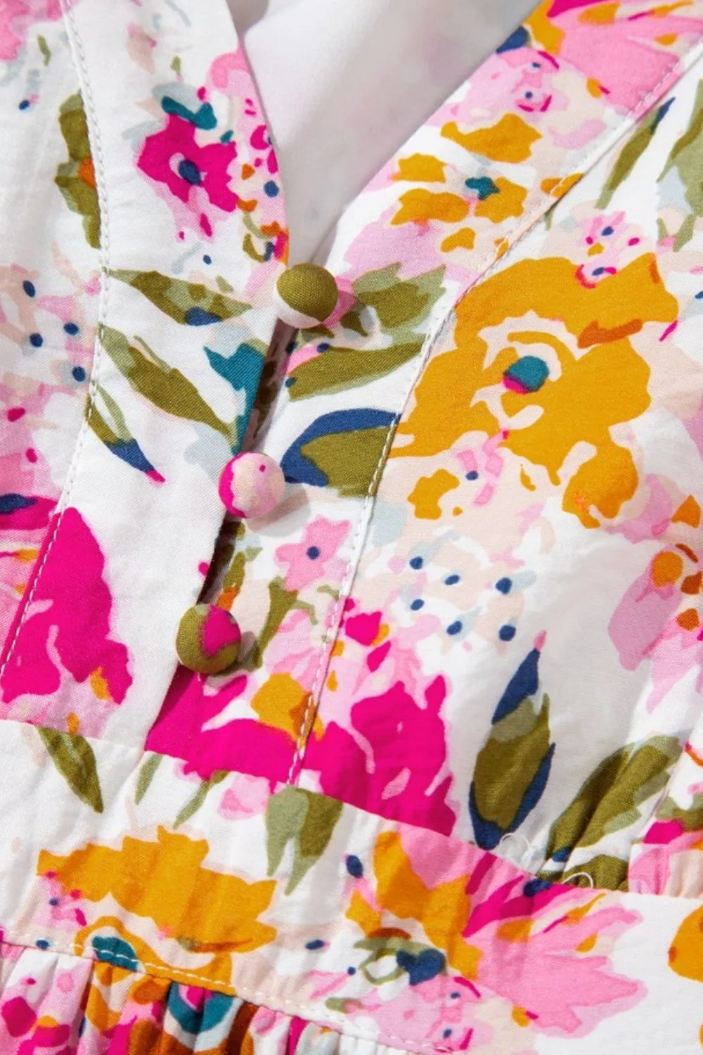 Floral Short Sleeve V Neck Dress with Pockets, image 3