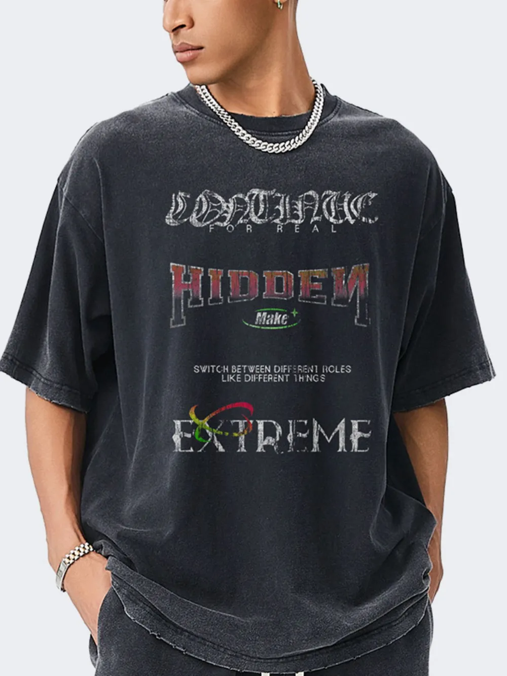 Men's Letter Graphic Round Neck Short Sleeve T-Shirt, image 3