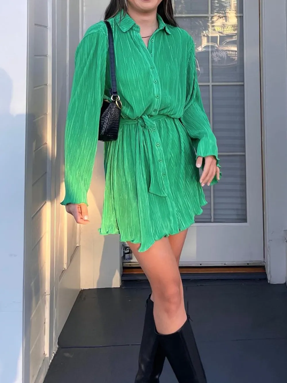 Printed Long Sleeve Mini Dress, image 6