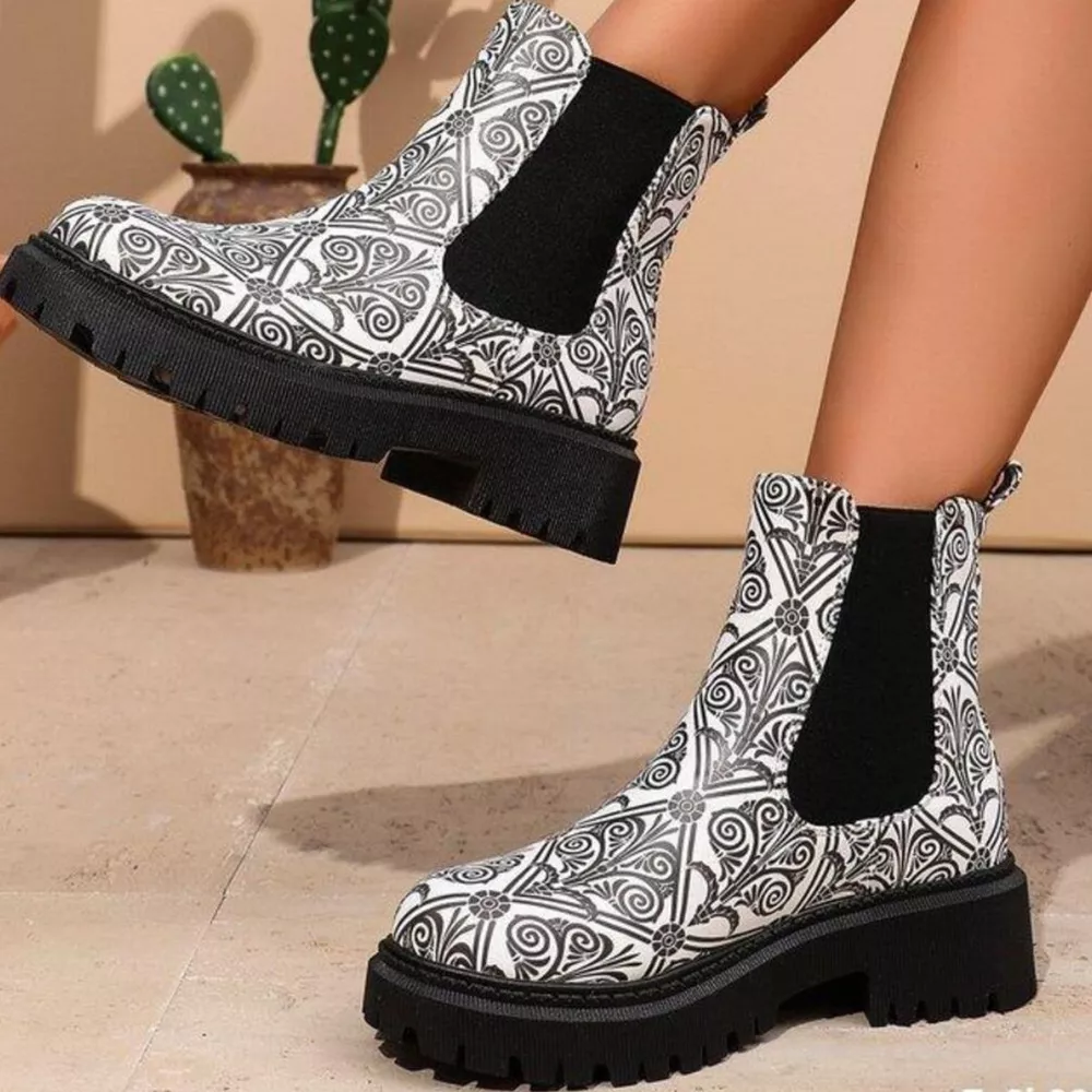 Round Toe Chunky Heel Ankle Boots, image 12