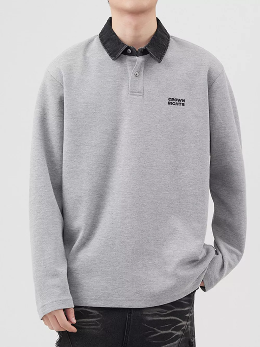 Men's Plus Size Collared Neck Long Sleeve Polo
