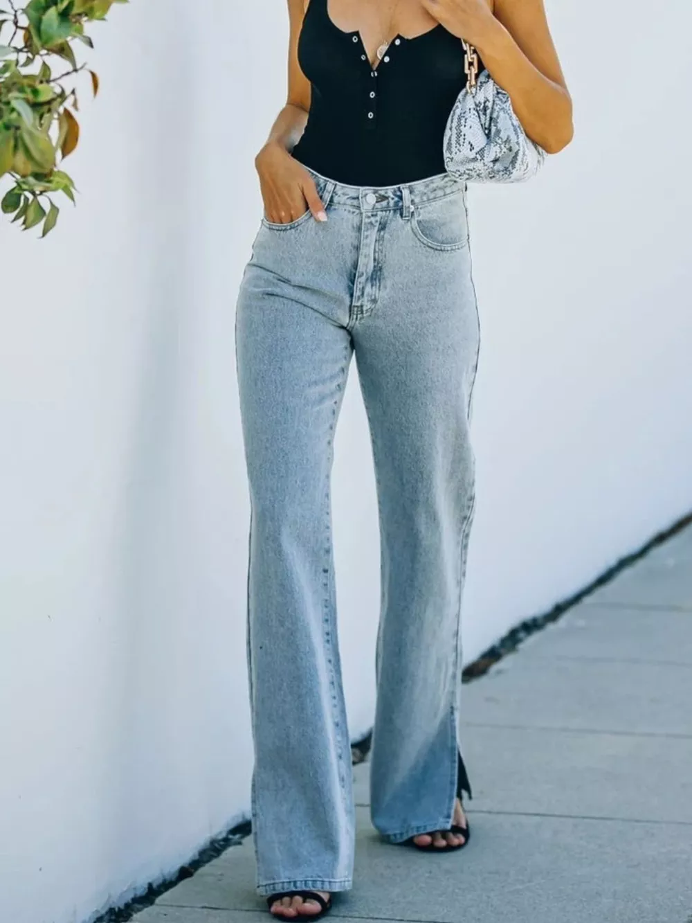 Slit Hem Bootcut Jeans, image 5