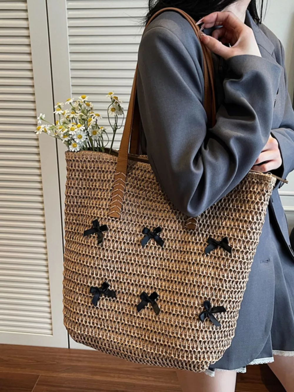 Woven Straw Bow Handbag, image 7