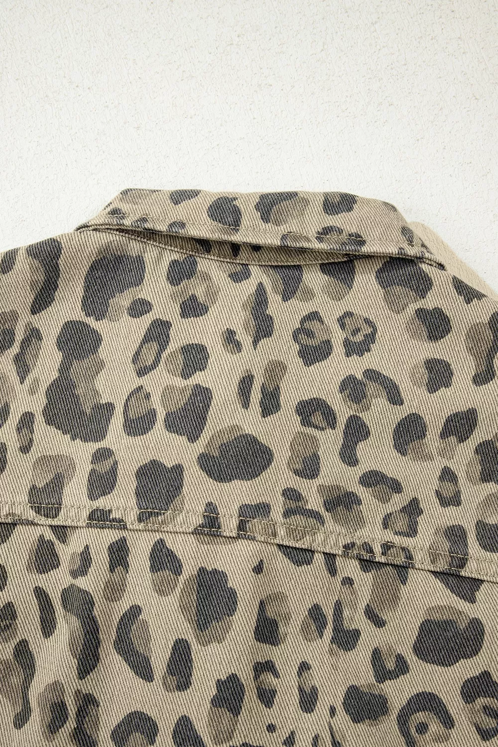 Leopard Print Seam Detail Button Down Denim Jacket, image 6