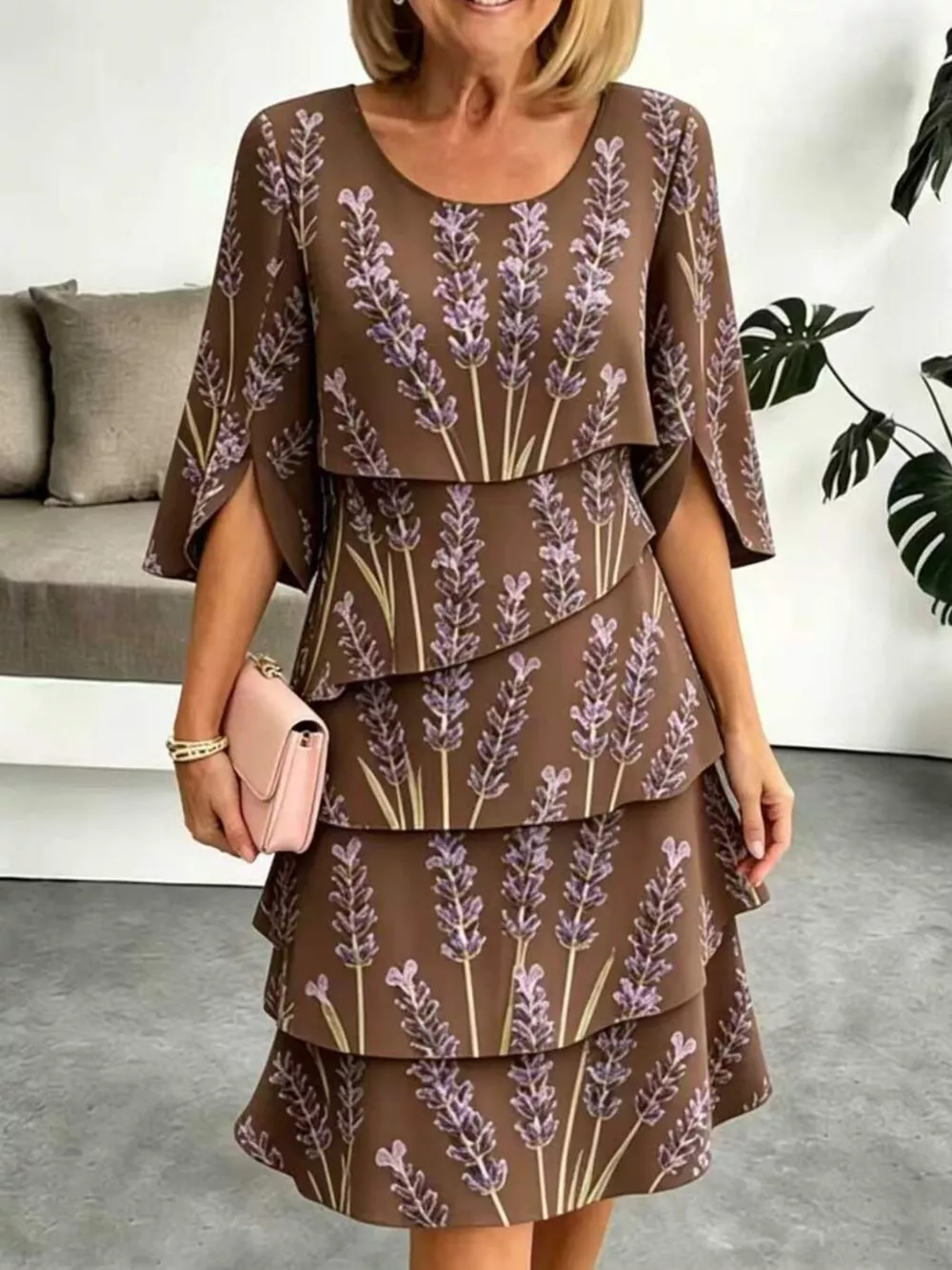 Full Size Floral Print Ruffle Hem Dress Plus Size, image 7