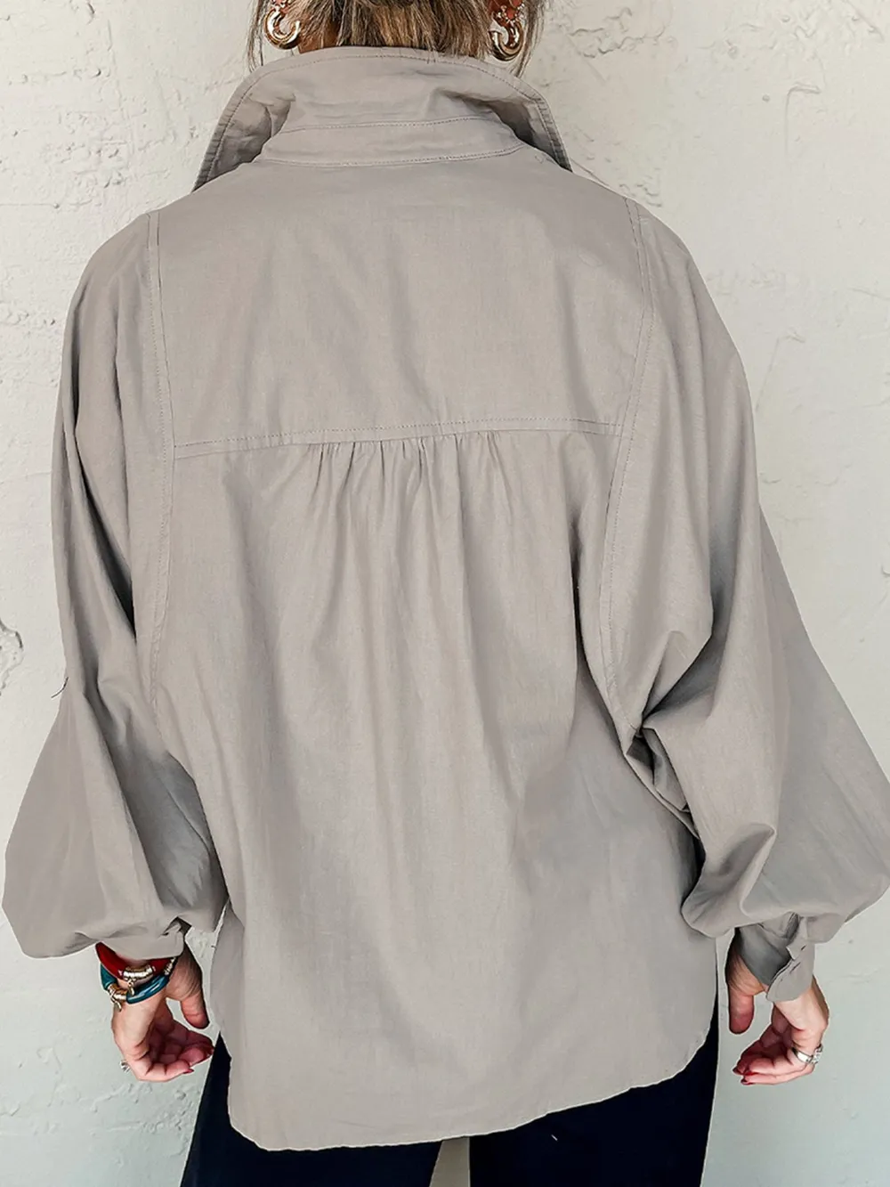 Button Up Lantern Sleeve Shirt, image 4
