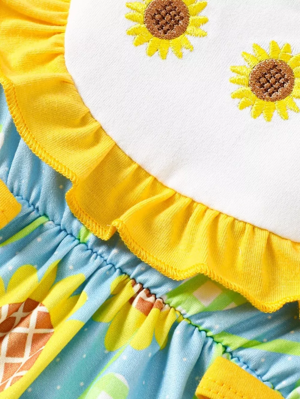 Children's Printed Ruffle Trim One-Piece with Headband, image 2