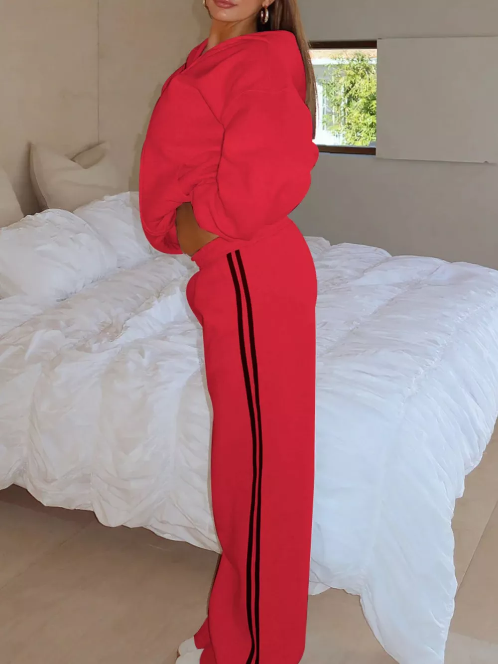 Zip Up Hoodie and Striped Pants Set, image 10