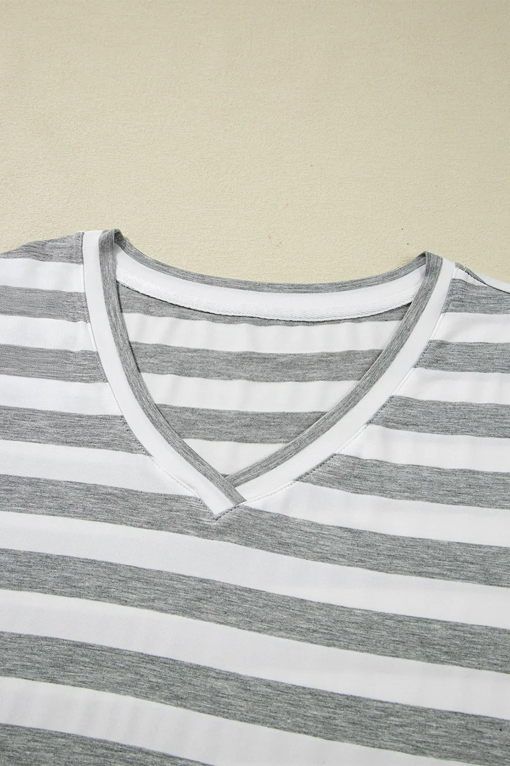 Casual Striped V-Neck Midi T-Shirt Dress, image 2