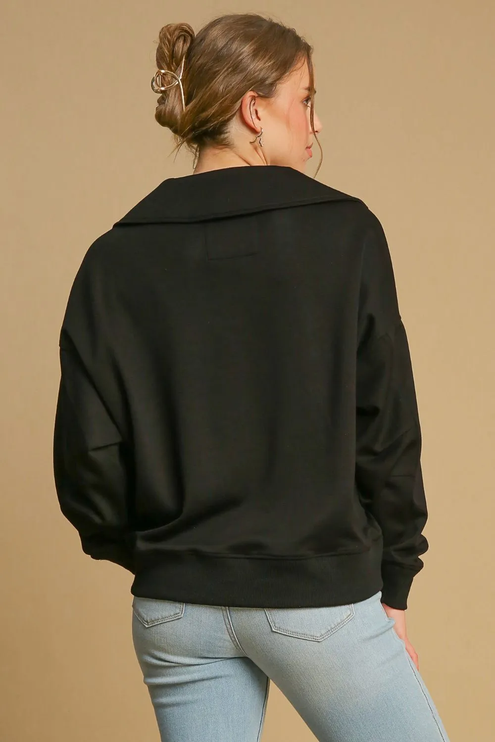 Johnny Collar Dropped Shoulder Sweatshirt, image 2