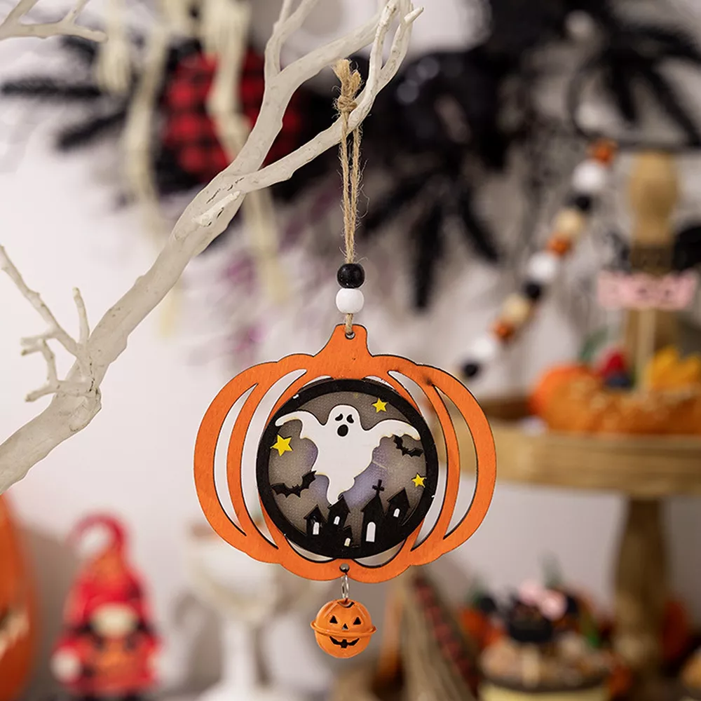 Halloween LED Lighted Wooden Hanging Decorative Ornaments Set, image 9
