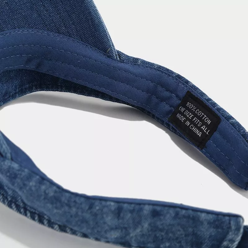 Vintage Washed Denim Sun Visor Hat, image 8