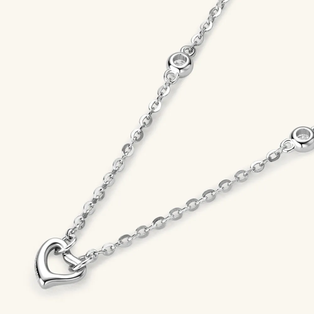 Moissanite 925 Sterling Silver Heart Necklace, image 5