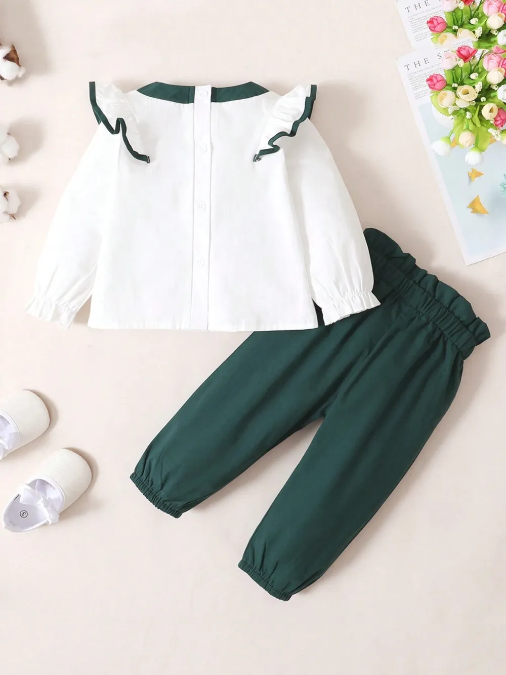 Children's Contrast Ruffled Top and Pants Set, image 3
