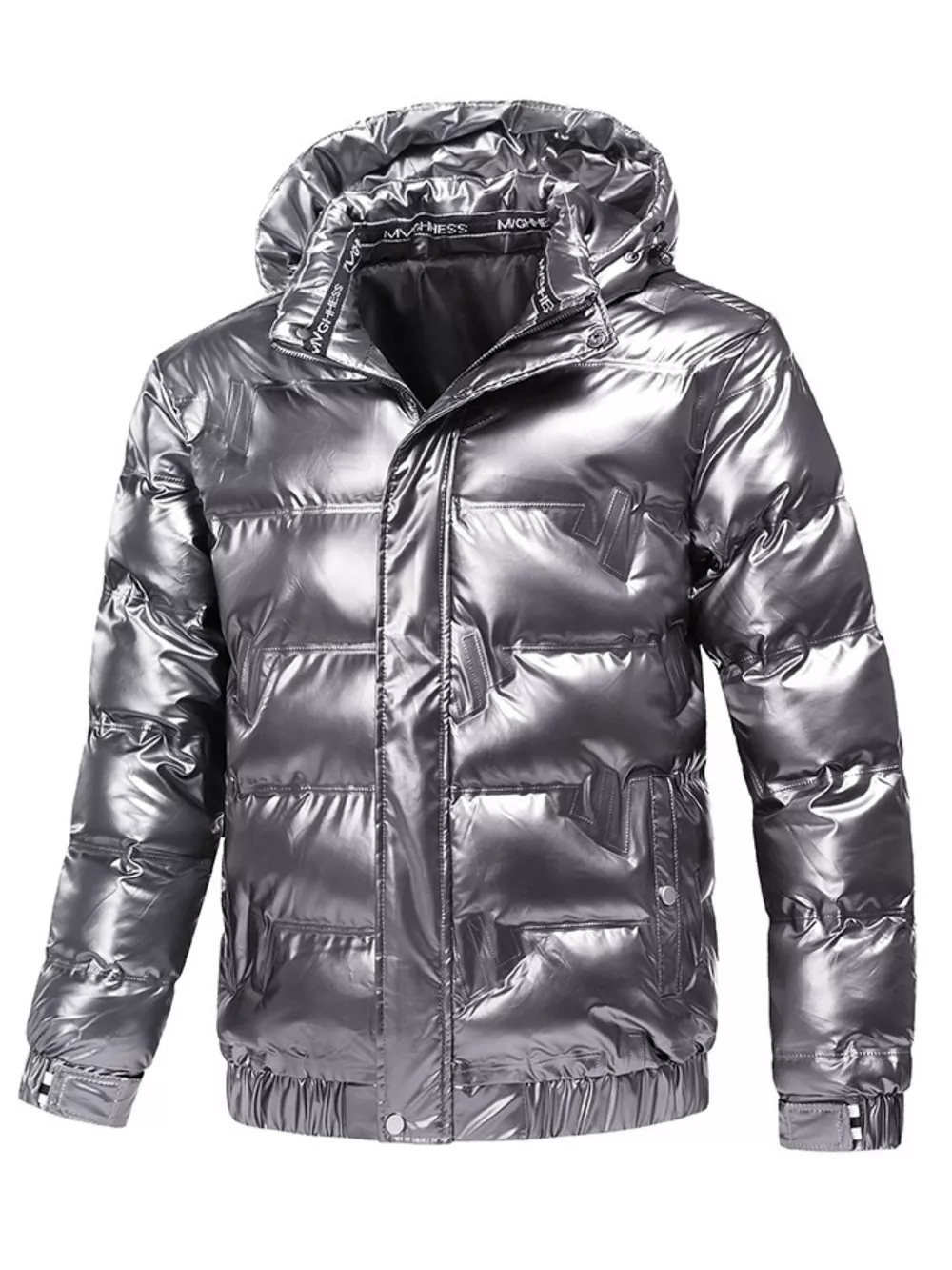 Men's Plus Size Zip Up Hooded Puffer Jacket, image 2