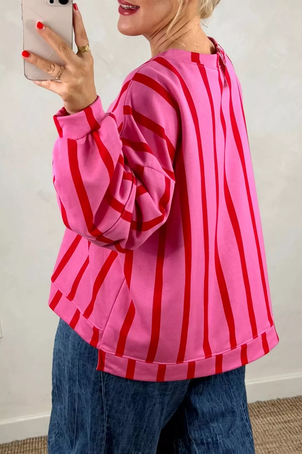 Striped Dropped Shoulder Oversized Sweatshirt, image 4