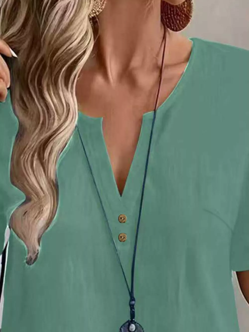 Notched Short Sleeve Blouse, image 11