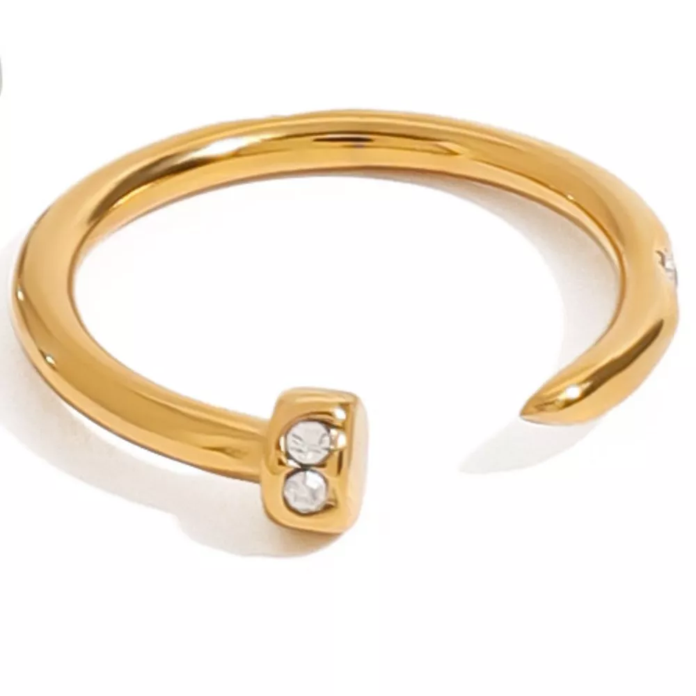 Stainless Steel Zircon Open Ring, image 7