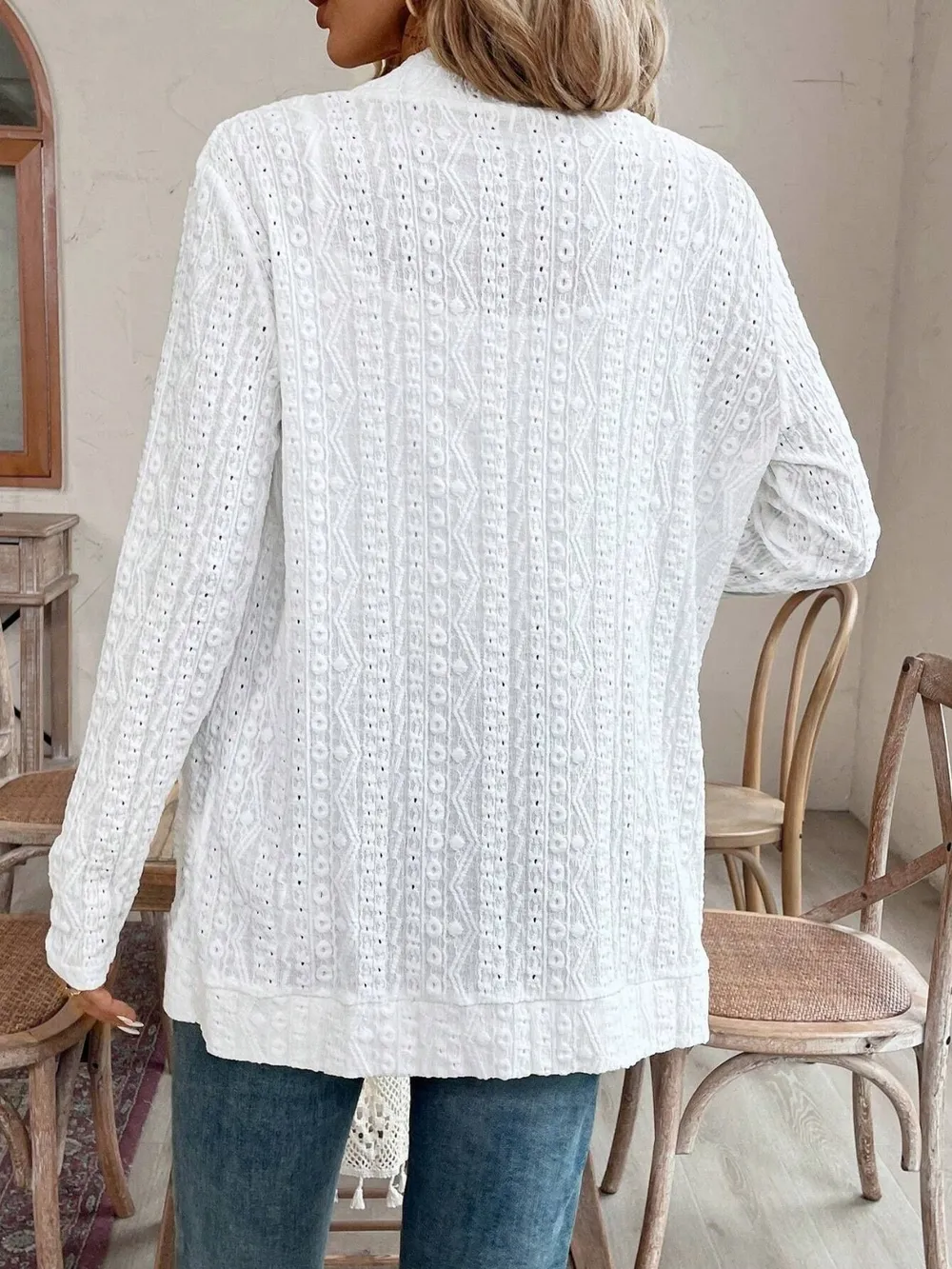 Pocketed Eyelet Open Front Cover Up, image 2