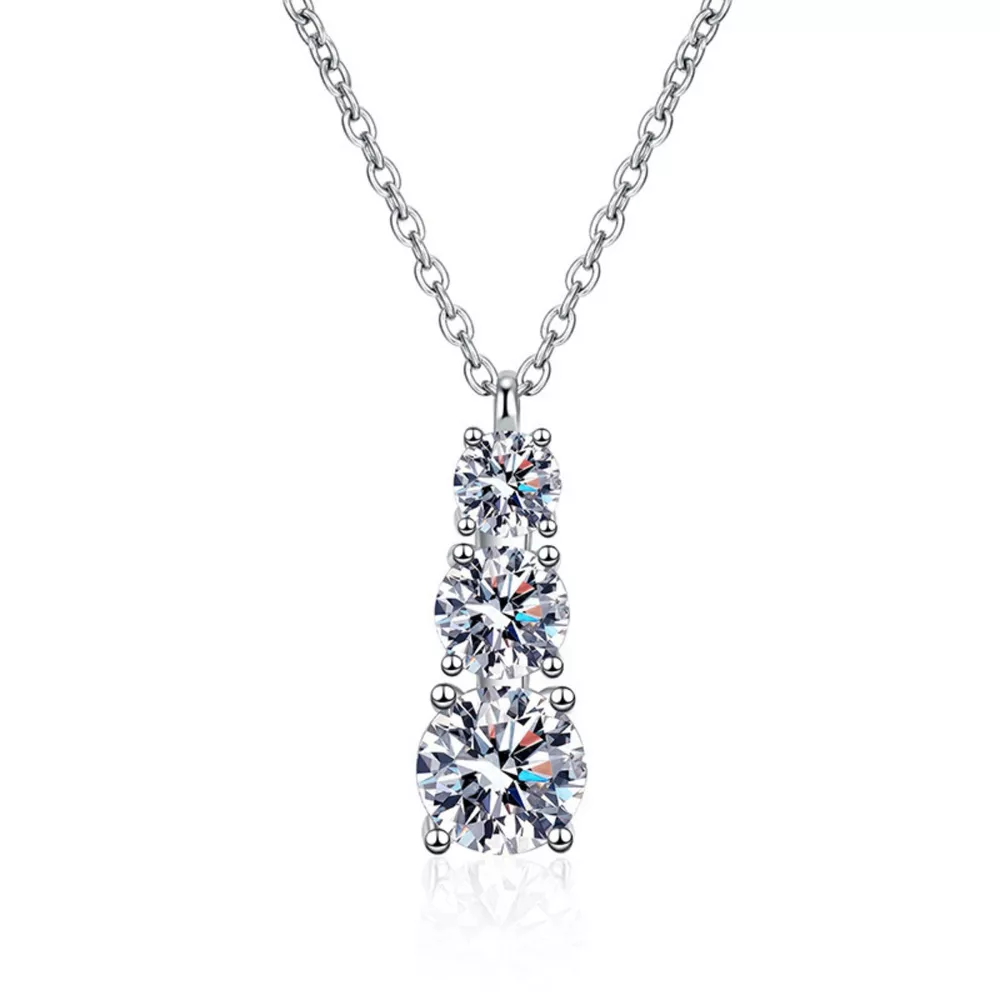 1.8 Carat Moissanite 925 Sterling Silver Pendant Necklace, image 5