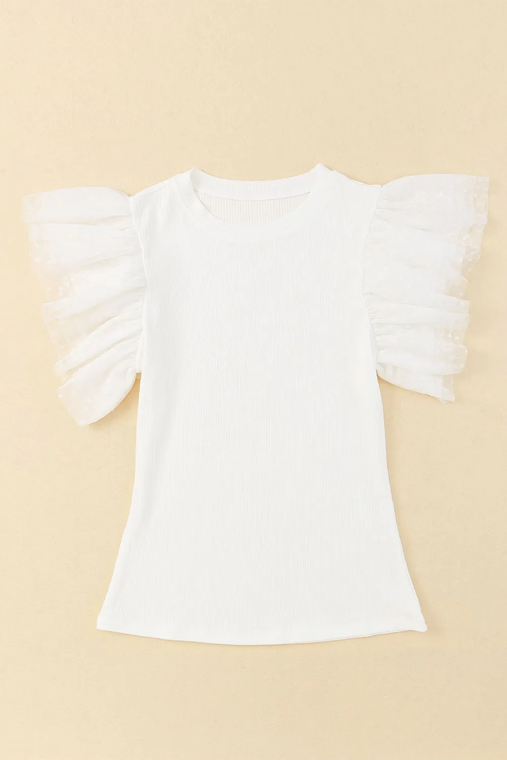 Ruffled Round Neck Cap Sleeve Blouse, image 6