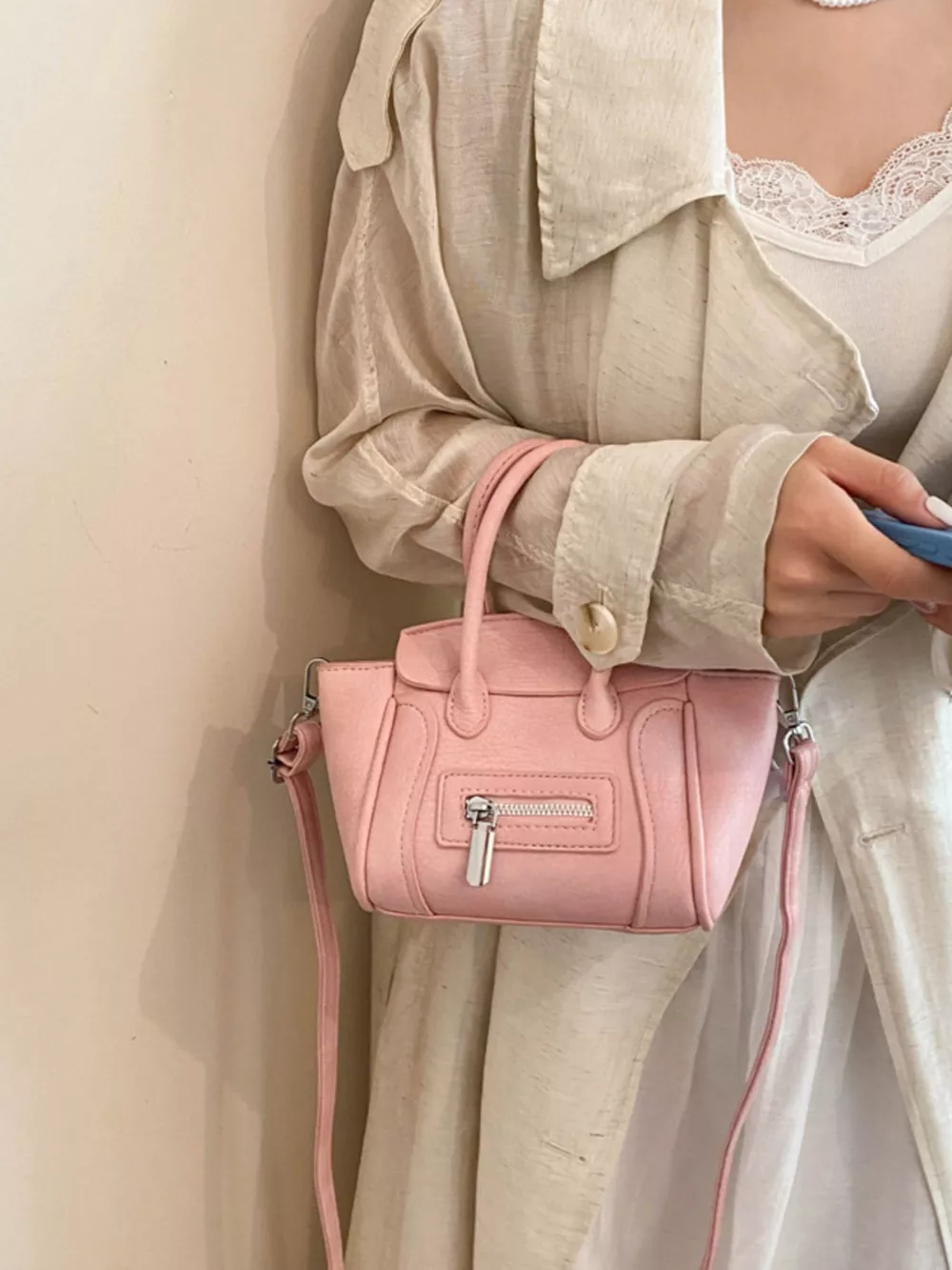 Top Handle PU Leather Crossbody Bag, image 3