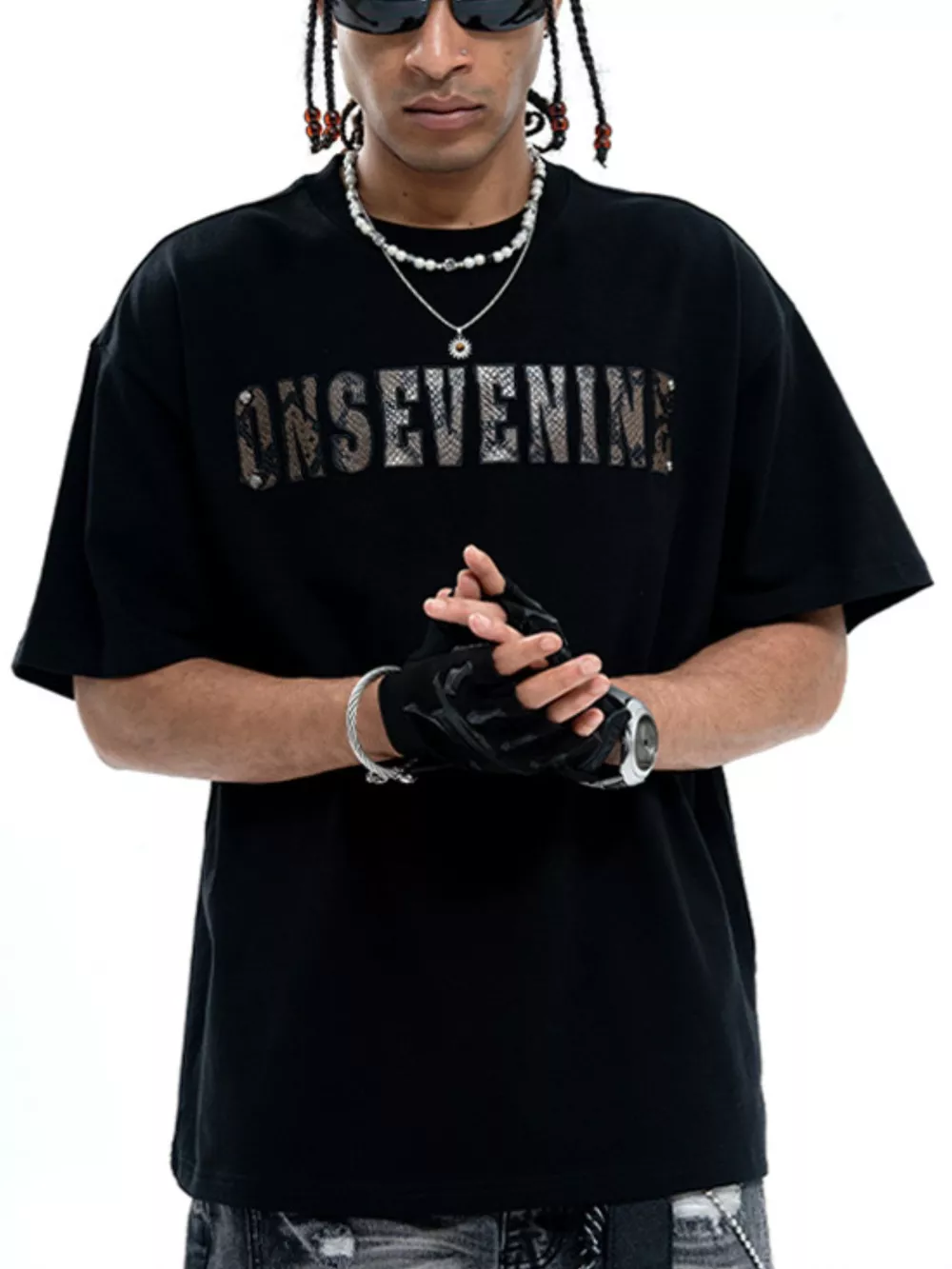 Men's Letter Round Neck Oversized T-Shirt