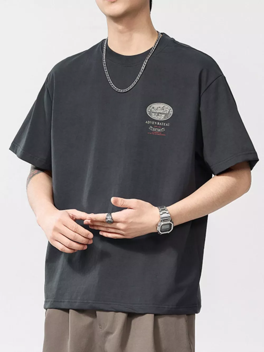 Men's Plus Size Round Neck Short Sleeve T-Shirt, image 8