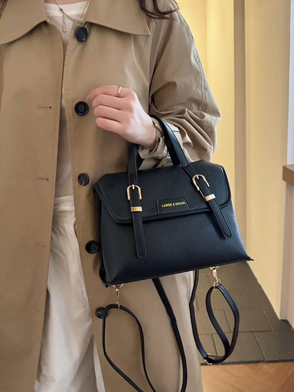 Leather Flap Backpack Bag, image 5
