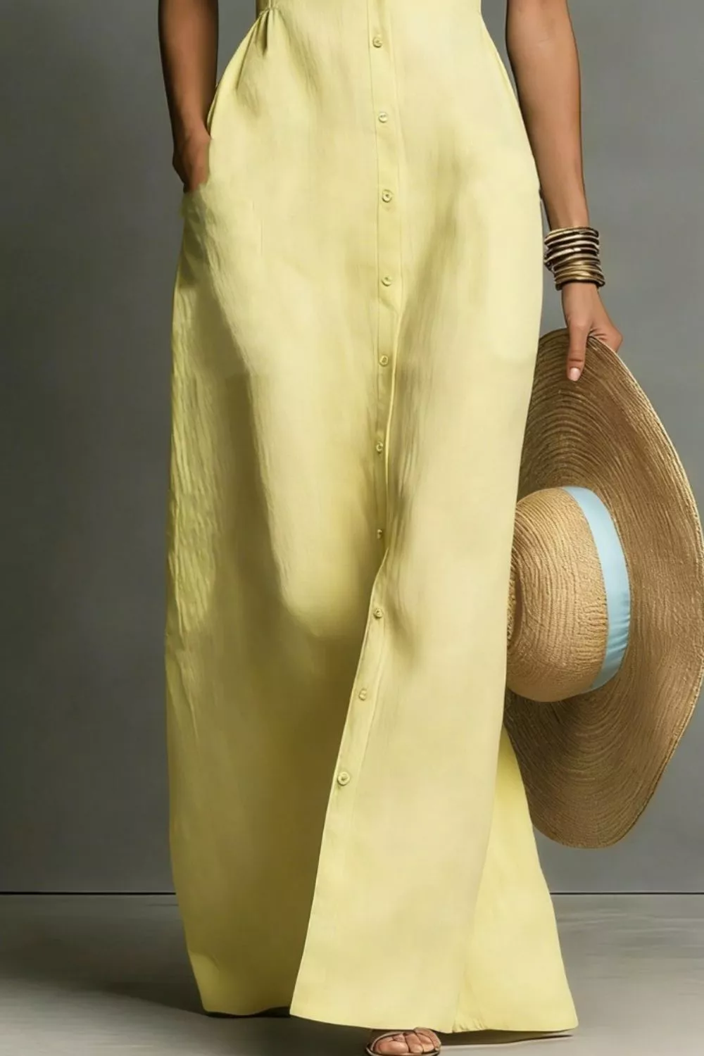 Sleeveless Button-Down Maxi Dress, image 9