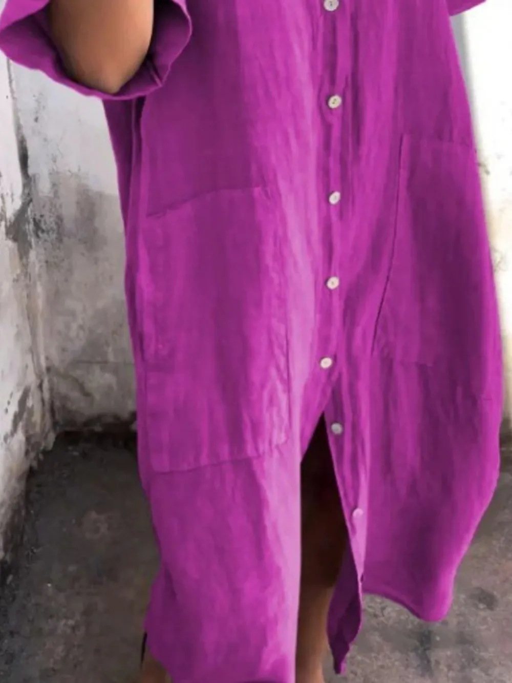 Full Size Casual Linen Button-Down Shirt Dress Plus Size, image 5