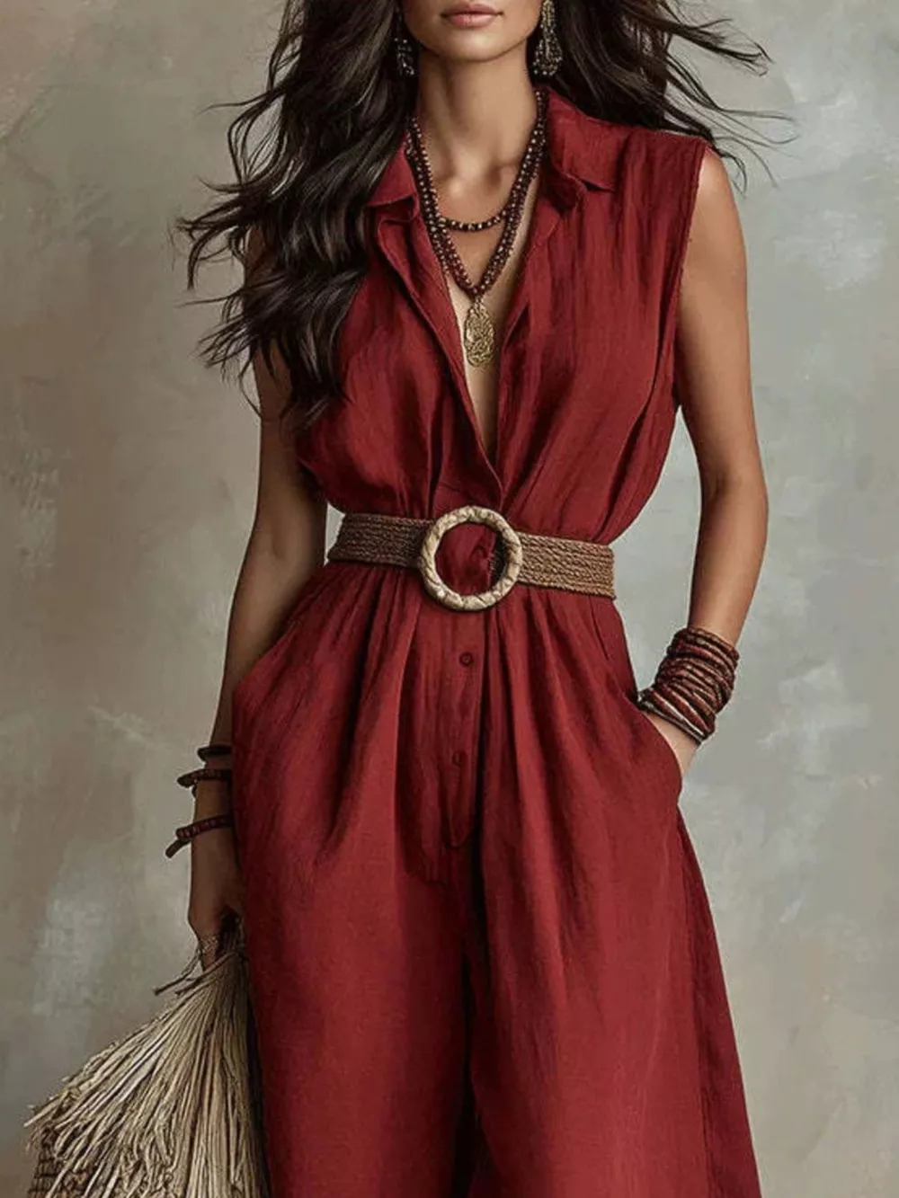 Full Size Sleeveless Wide Leg Jumpsuit Plus Size, image 6
