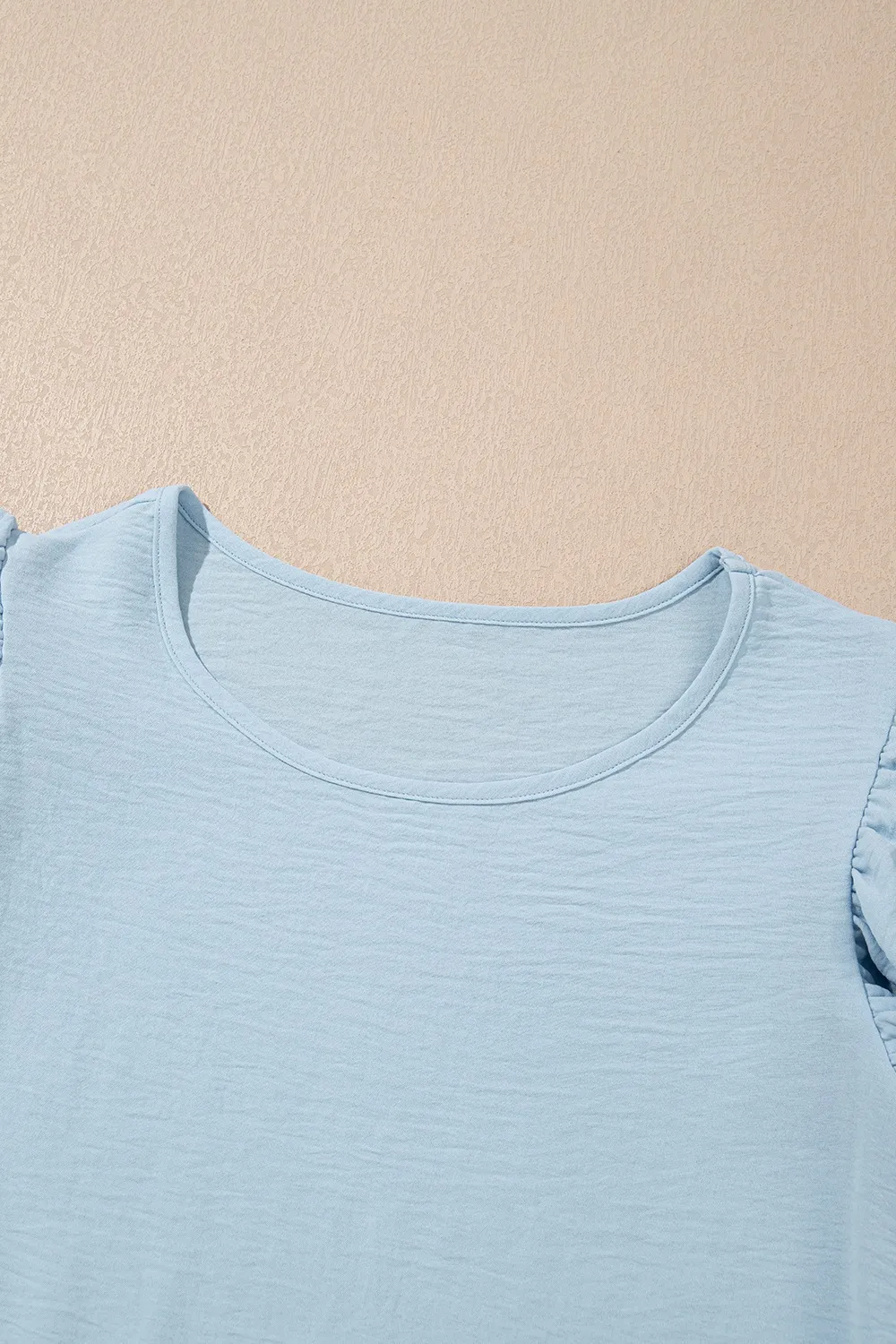 Solid Color Ruffled Short Sleeve Casual Blouse, image 6