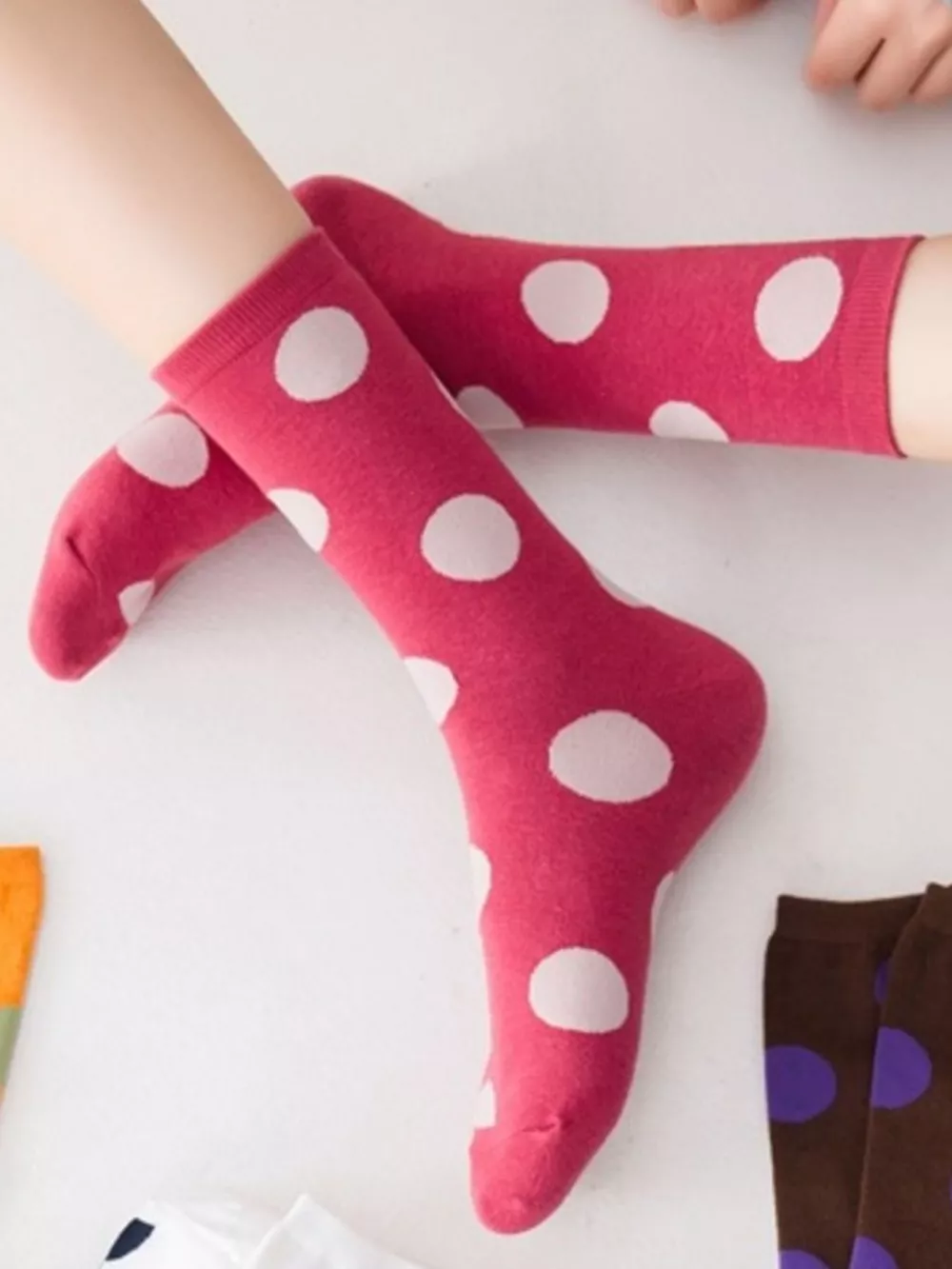 Polka Dot Mid-Calf Cotton Socks, image 5