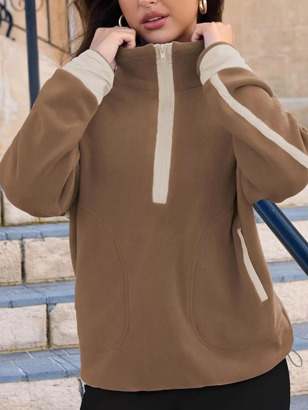 Half Zip Dropped Shoulder Sweatshirt, image 14