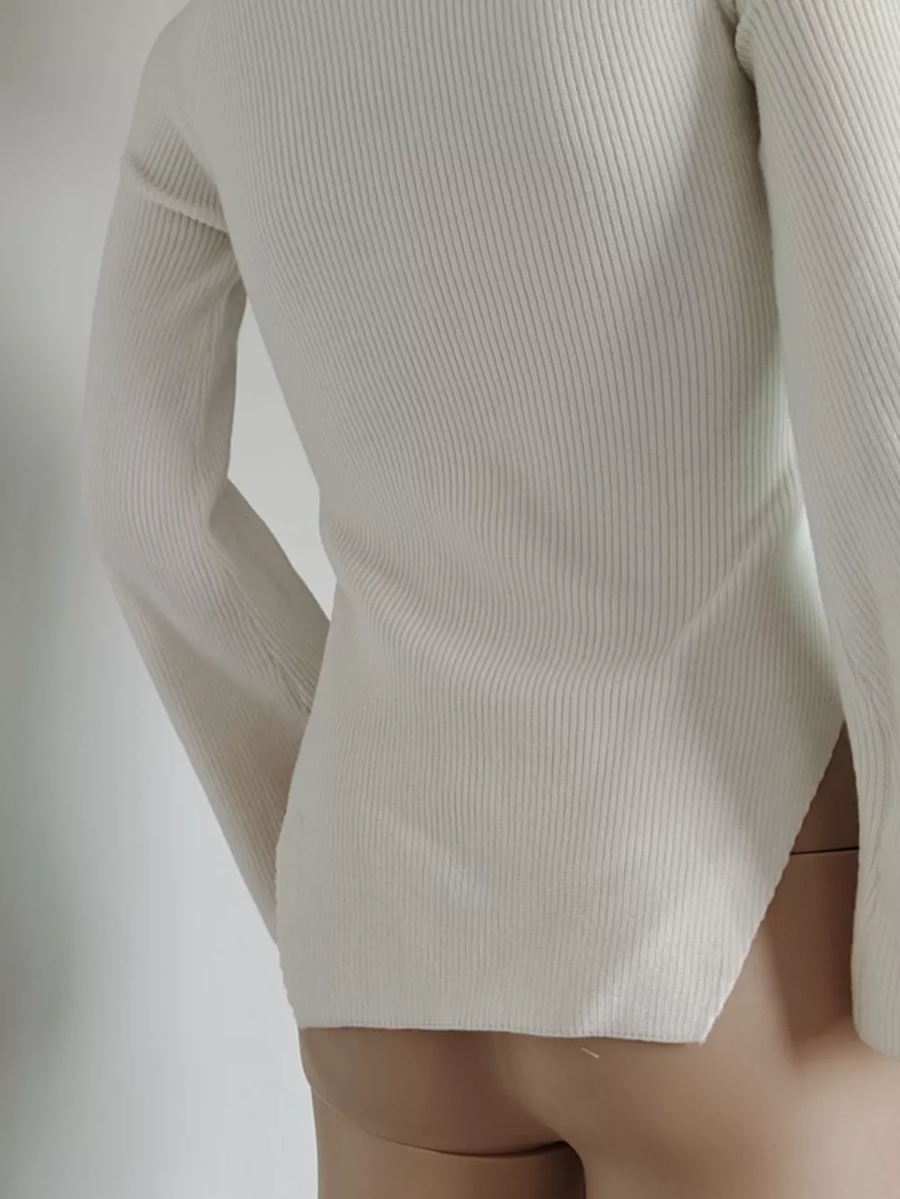 Ribbed Knit Sweetheart Neckline Sweater, image 6