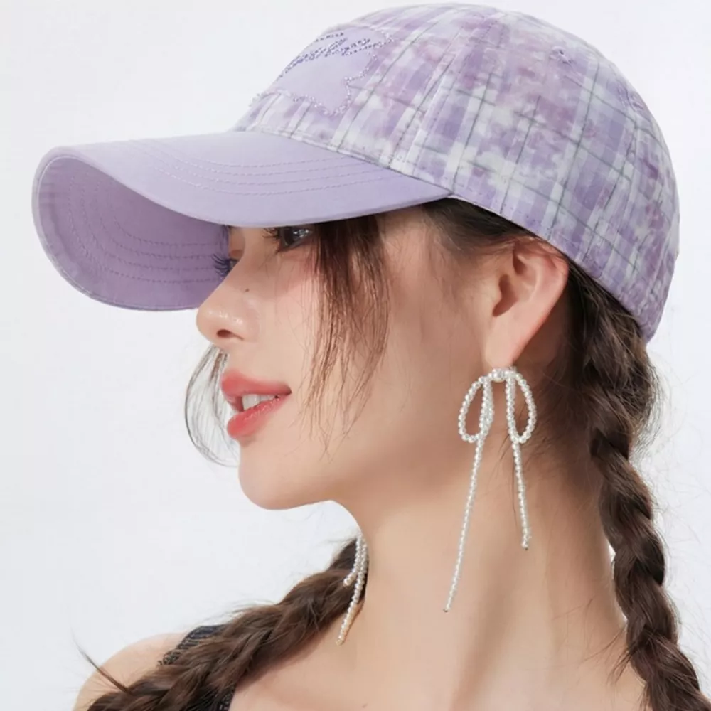 Plaid Baseball Cap with Sequin Detail, image 7