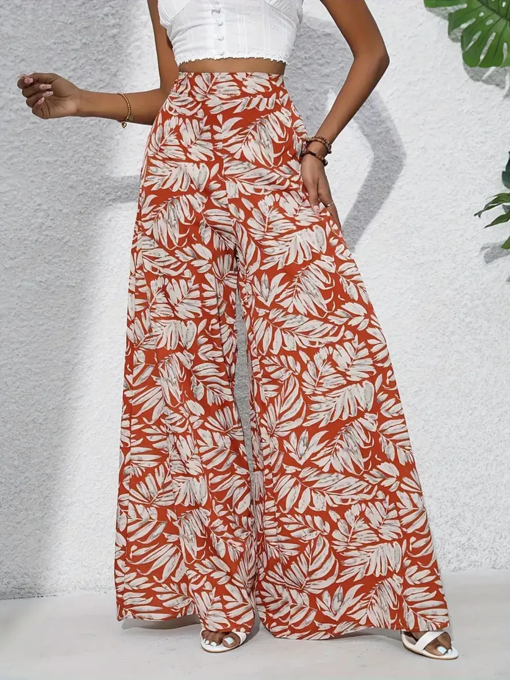 Printed High Waist Wide Leg Pants, image 2