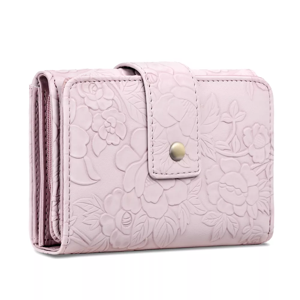 Floral Embossed Leather Wallet