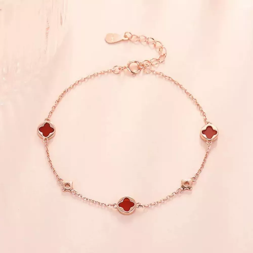 925 Sterling Silver Four Leaf Clover Bracelet, image 3