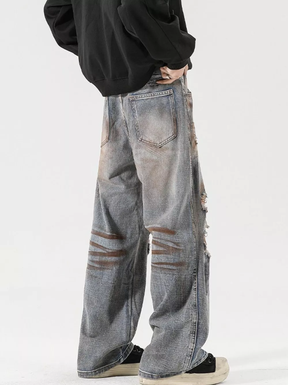 Men's Full Size Distressed Wide Leg Jeans Plus Size, image 7