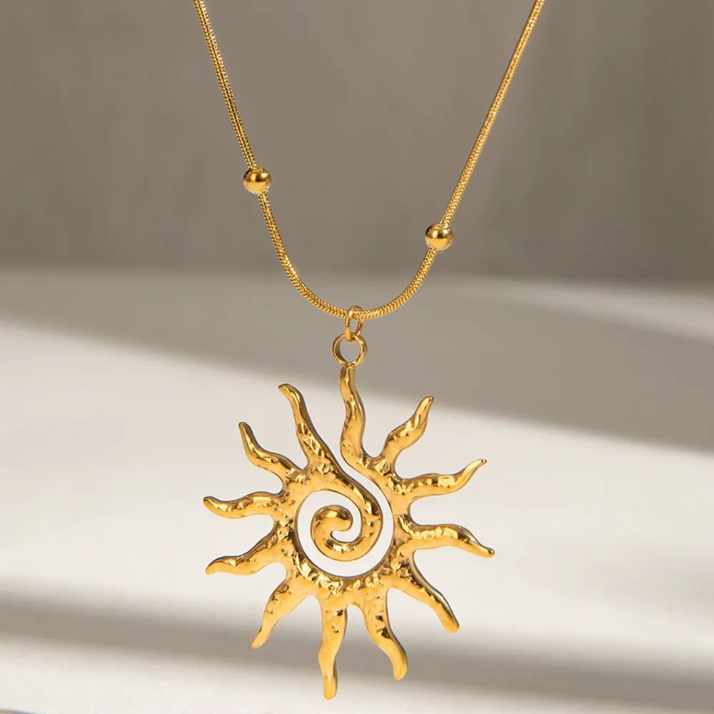 18K Gold-Plated Sun Pendant Necklace, image 2