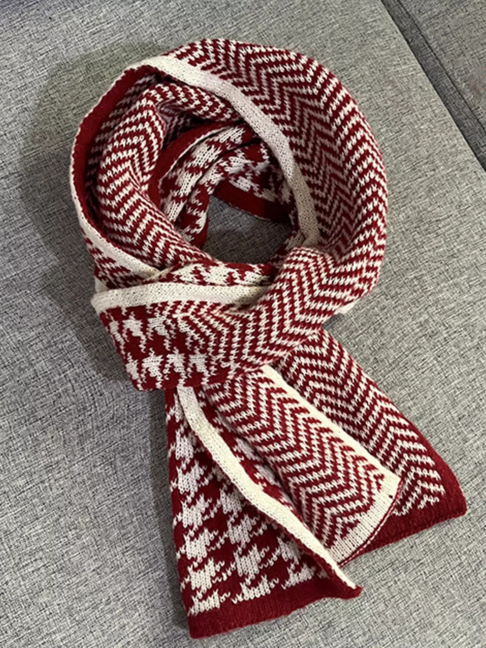 Houndstooth Pattern Warm Winter Scarf, image 3