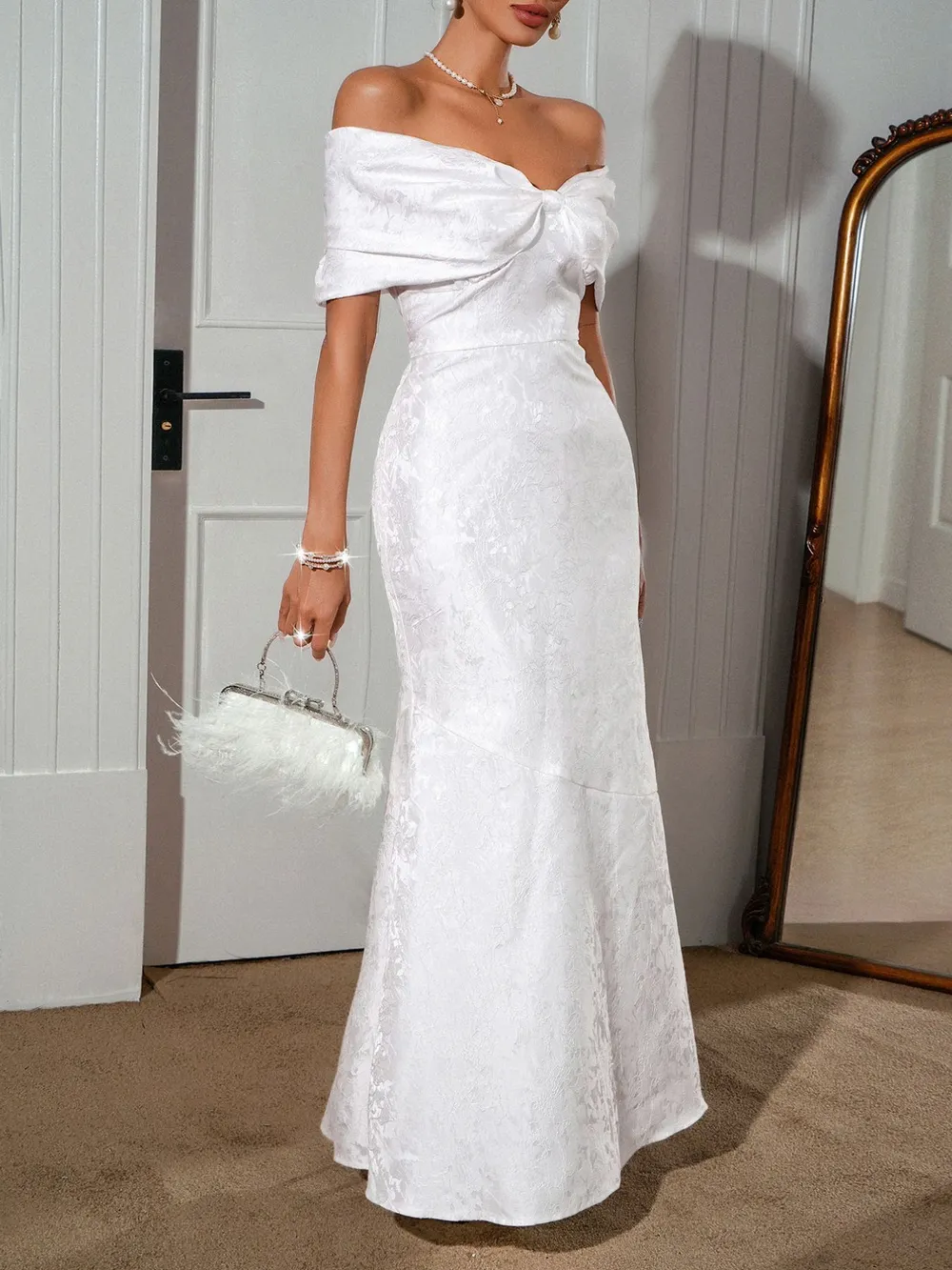 Bow Off-Shoulder Maxi Dress, image 3