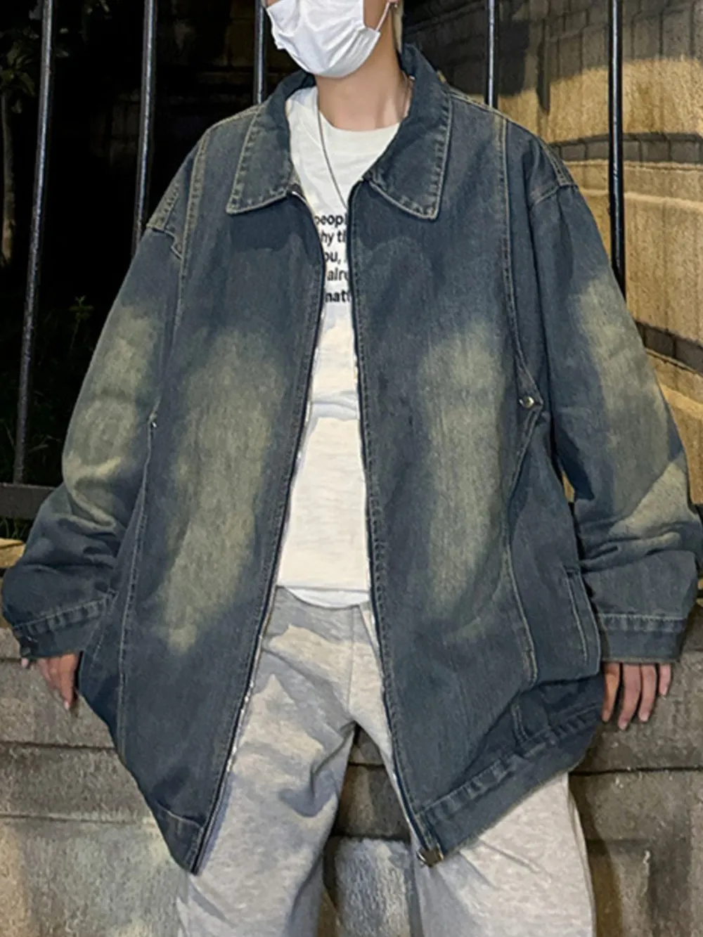 Men's Full Size Zip Up Long Sleeve Denim Jacket Plus Size, image 4