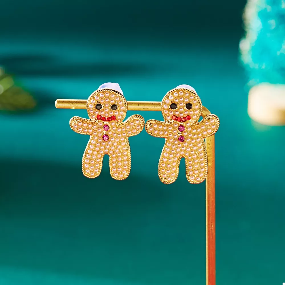 Alloy Gingerbread Man Stud Earrings, image 7